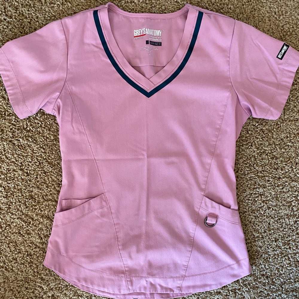 Greys Anatomy Impact Light Pink Scrub Top